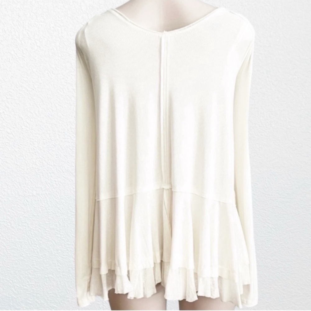 Cottagecore Boho StretchComfy Thermal Free People Tangerine tee w/raw edge SZ S - Picture 9 of 12